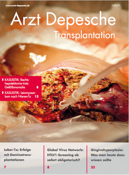 Titelseite Arzt-Depesche 7/2019 Transplantation
