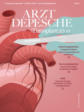 Titelseite Arzt-Depesche 8/2020 Transplantation 