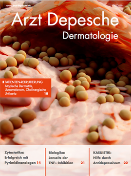 Titelseite Arzt-Depesche 8/2019 Dermatologie