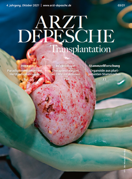 Titelseite Arzt-Depesche 3/2021 Transplantation
